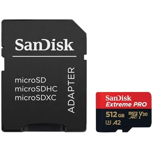 Sandisk Extreme PRO 512GB 200mbps MicroSDXC UHS-1 Memory Card With Adapter (SDSQXCD-512G-GN6MA)
